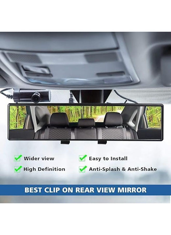 Generic - Rear View Mirror, Universal 11.81 Inch Panoramic Convex Rearview Mirror, Interior Clip-on Wide Angle Rear View Mirror to Reduce Blind Spot Effectively for Car SUV Trucks(Clear) - Image 1