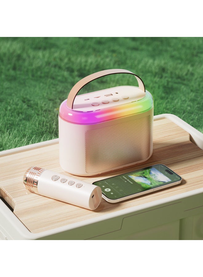 Neutral New Q7 Wireless Bluetooth Speaker Microphone All-in-one Machine With Light Outdoor Portable Home Karaoke Audio - Image 1