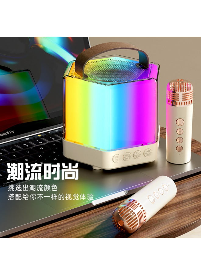 Neutral New Q7 Wireless Bluetooth Speaker Microphone All-in-one Machine With Light Outdoor Portable Home Karaoke Audio - Image 2