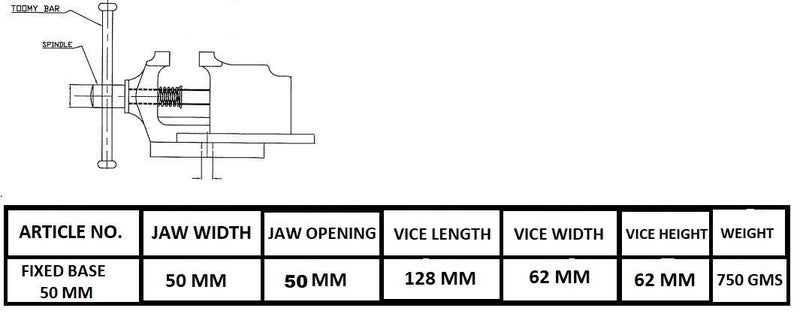 Climax CLIMAX TABLE BABY VICE FIXED BASE 50MM PROFESSIONAL 2 INCH  - Image 2