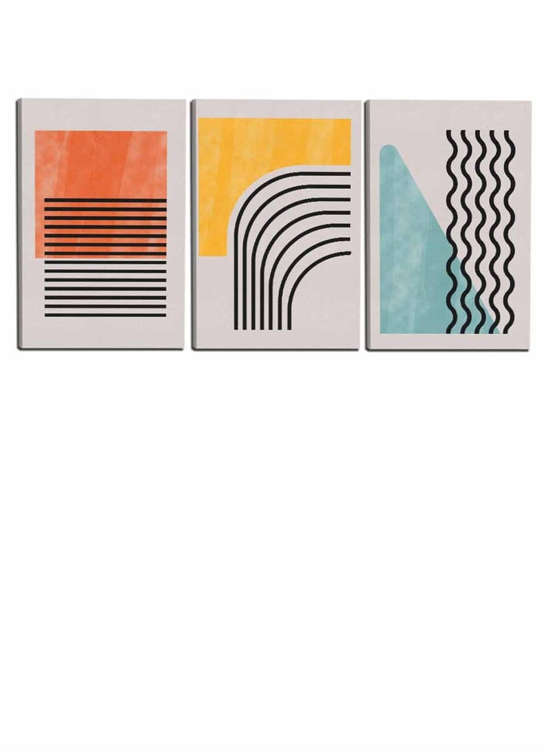 LOWHA Set Of 3 Framed Canvas Wall Arts Stretched Over Wooden Frame, Colorful Abstract Paintings, For Home, Living Room, Office Decor  - Image 4