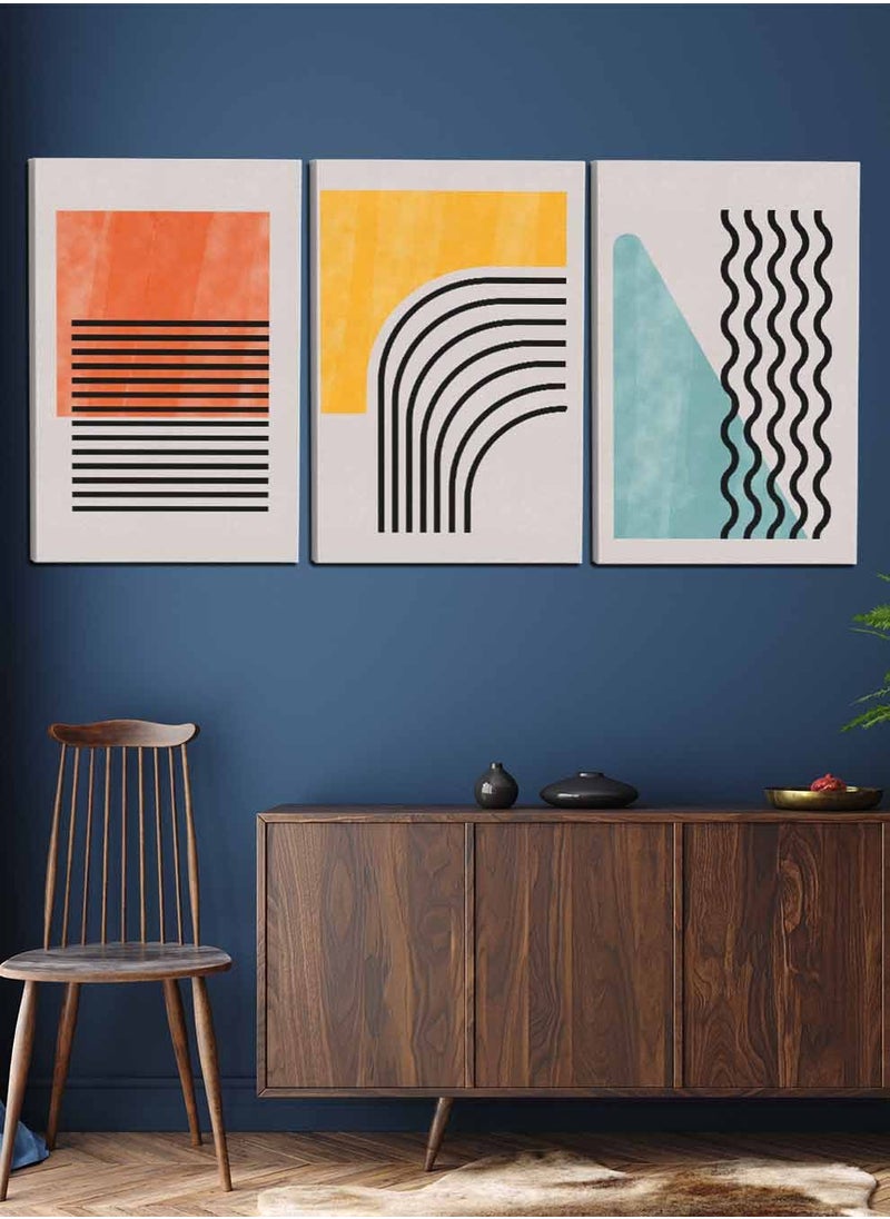 LOWHA Set Of 3 Framed Canvas Wall Arts Stretched Over Wooden Frame, Colorful Abstract Paintings, For Home, Living Room, Office Decor  - Image 2