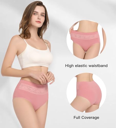 HAVVIS Women's Briefs Underwear Cotton High Waist Tummy Control Panties Rose Jacquard Ladies Panty Multipack (Brief 05-8 Pack - Assorted Colors, Large) - Image 4