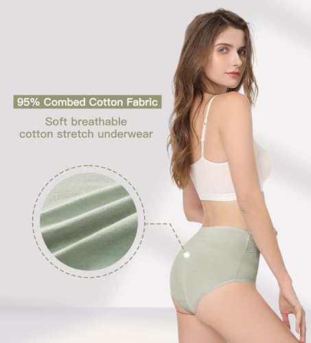 HAVVIS Women's Briefs Underwear Cotton High Waist Tummy Control Panties Rose Jacquard Ladies Panty Multipack (Brief 05-8 Pack - Assorted Colors, Large) - Image 3
