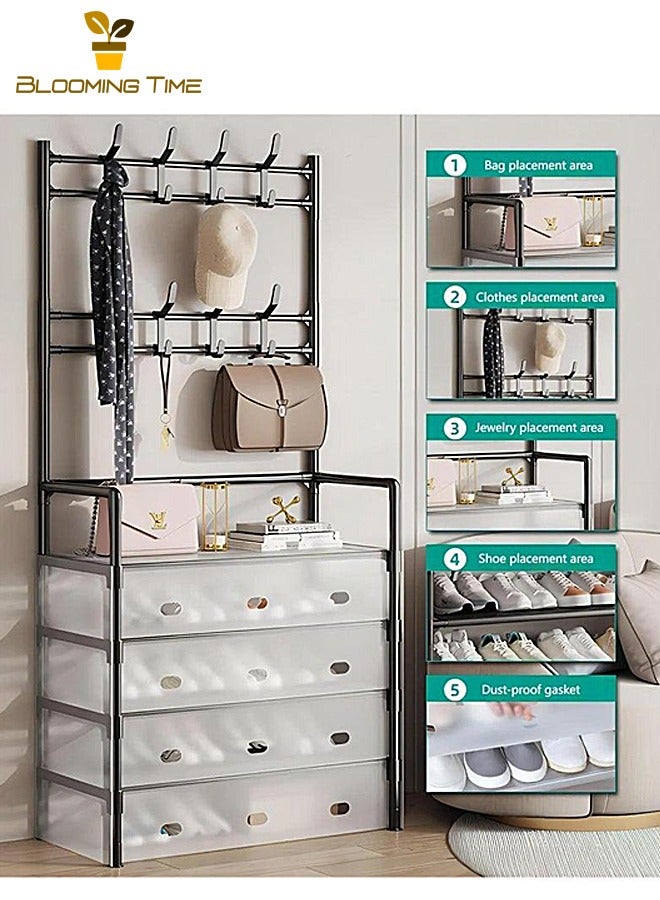 BLOOMING TIME Multi-layer Multifunctional Dust-proof Storage Integrated Entrance Simple Home Shoe And Hat Rack Shoe Cabinet - Image 4