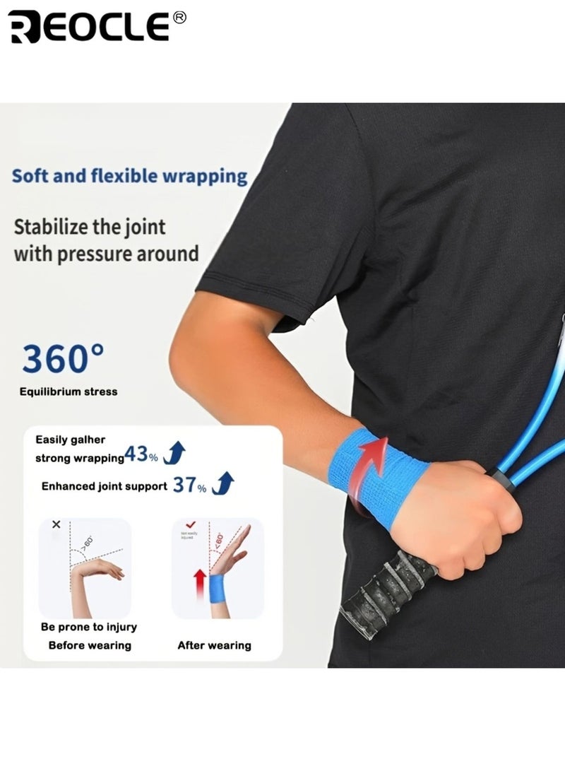 ريوكل قطعتان من رباط دعم للكاحل مرن لمنع الإصابات الرياضية وتسريع التعافي تصميم قابل للتنفس ومتين يناسب التدريبات الرياضية والجري - Image 3