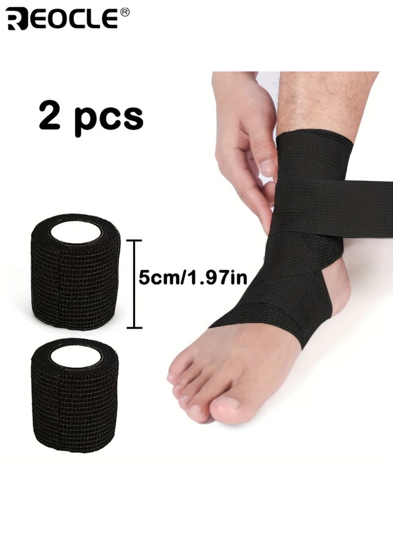ريوكل قطعتان من رباط دعم للكاحل مرن لمنع الإصابات الرياضية وتسريع التعافي تصميم قابل للتنفس ومتين يناسب التدريبات الرياضية والجري - Image 1