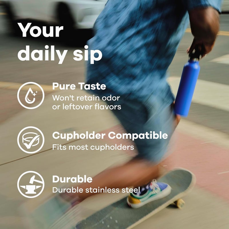 Hydro Flask زجاجة ماء - فولاذ مقاوم للصدأ معزول - غير قابلة للتسرب، محكمة الإغلاق بسعة 21 أونصة باللون الأسود - Image 4