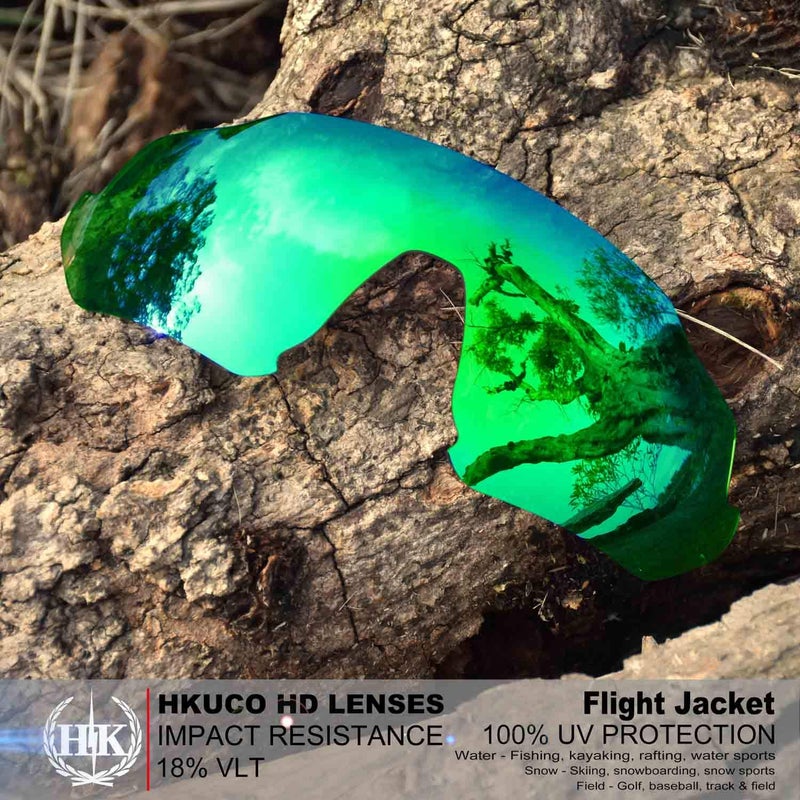 Generic HKUCO Reinforce Green/Photochromic Polarized Replacement Lenses For Oakley Flight Jacket Sunglasses  - Image 2
