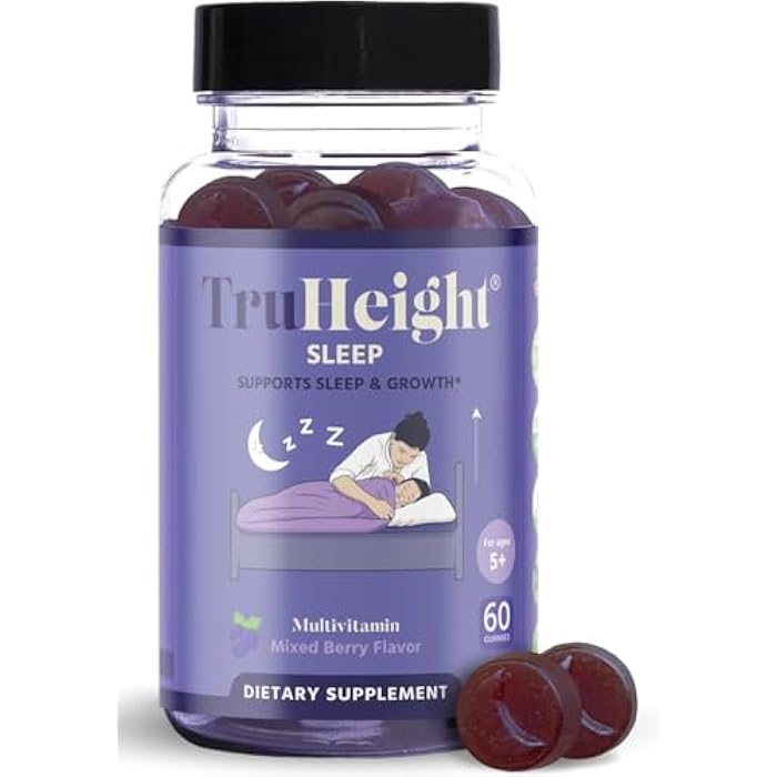 TruHeight  جلوبي النوم TruHeight - مكمل طبيعي للنوم للأطفال والمراهقين لأجسام طويلة ونامية - موصى به من قبل أطباء الأطفال للنمو - جلوبي الميلاتونين، أشواغاندا، L-ثيانين، بلسم الليمون - توت مختلط، للأعمار 4 سنوات فما فوق - Image 1