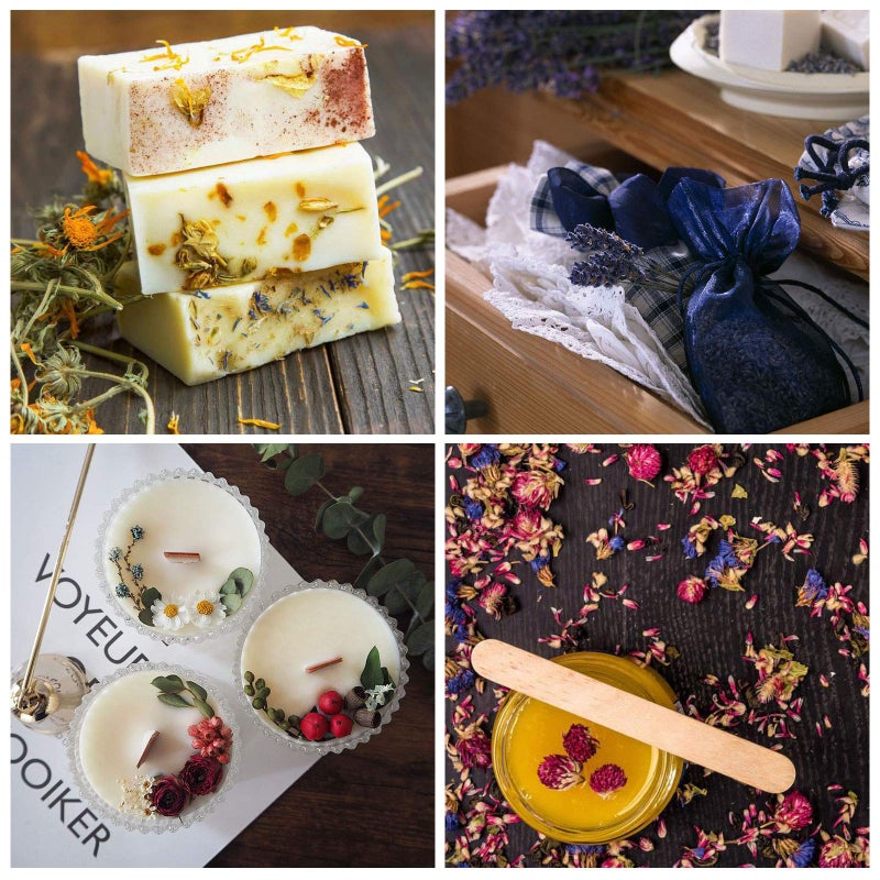 SACATR 9 Bags Dried Flowers,100% Natural Dried Flowers Herbs Kit for Soap Making, DIY Candle Making,Bath - Include Rose Petals,Lavender,Don't Forget Me,Lilium,Jasmine,Rosebudsand More - Image 4