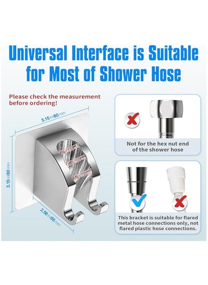 Generic Handheld Shower Head Holder with 2 Hanger Hooks, Strong Adhesive, Adjustable Wand Holder, Waterproof Shower Handle No Drill Need  - Image 2