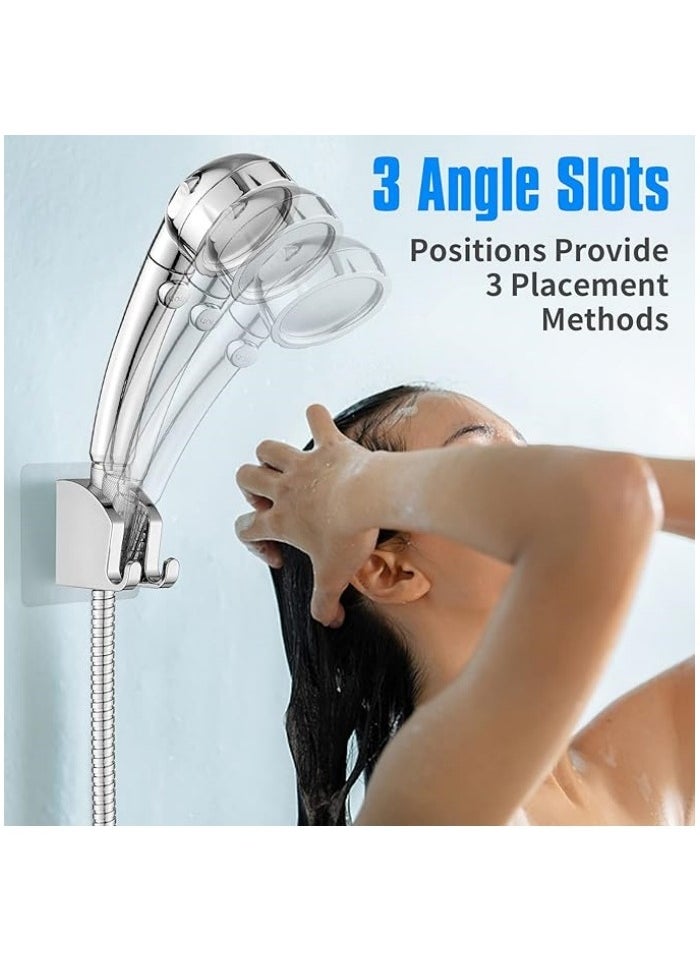 Generic Handheld Shower Head Holder with 2 Hanger Hooks, Strong Adhesive, Adjustable Wand Holder, Waterproof Shower Handle No Drill Need  - Image 3