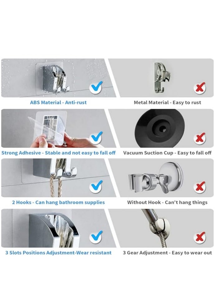 Generic Handheld Shower Head Holder with 2 Hanger Hooks, Strong Adhesive, Adjustable Wand Holder, Waterproof Shower Handle No Drill Need  - Image 5