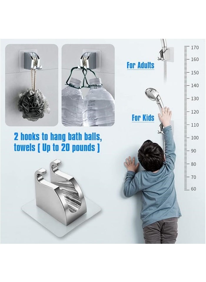 Generic Handheld Shower Head Holder with 2 Hanger Hooks, Strong Adhesive, Adjustable Wand Holder, Waterproof Shower Handle No Drill Need  - Image 4