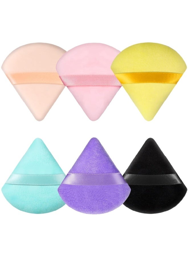 6 Pcs Powder Puff Face Soft Triangle Makeup Puff Velour Makeup Sponge Stocking Stuffers for Loose Powder (Multicolor) - Image 1