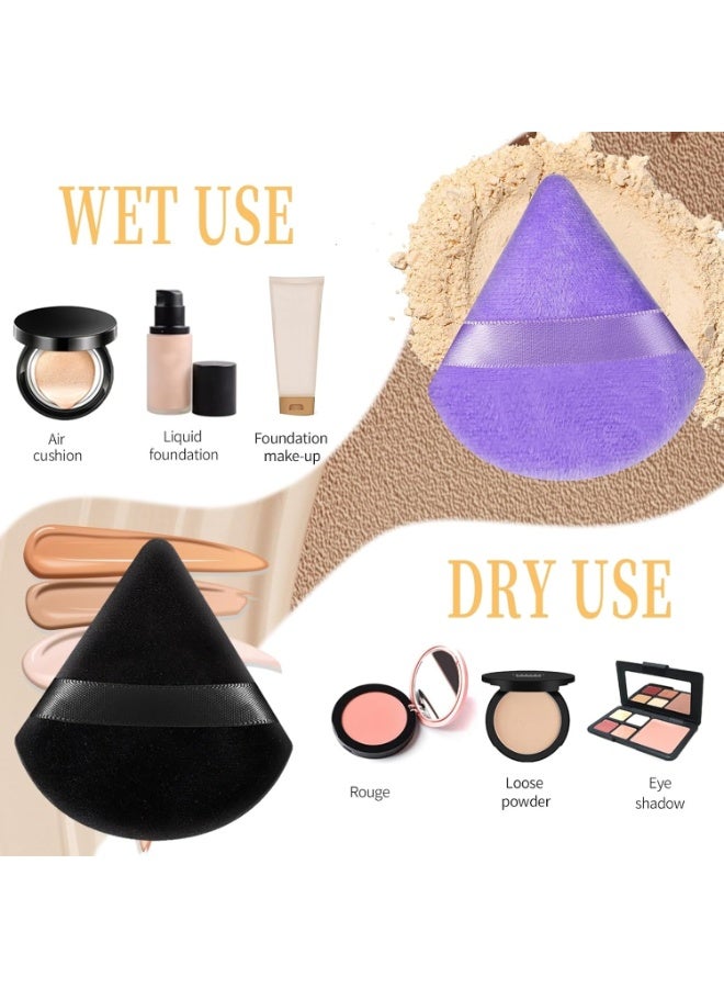 6 Pcs Powder Puff Face Soft Triangle Makeup Puff Velour Makeup Sponge Stocking Stuffers for Loose Powder (Multicolor) - Image 4
