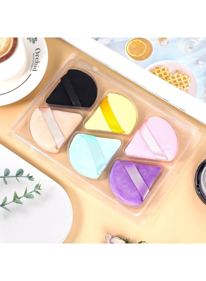 6 Pcs Powder Puff Face Soft Triangle Makeup Puff Velour Makeup Sponge Stocking Stuffers for Loose Powder (Multicolor) - Image 3
