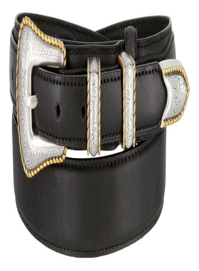 بيلتس.كوم حزام رينجر من الجلد الطبيعي المدبوغ بالزيت، مزين بحافة حبل ذهبية محفورة (أسود، 40) - Image 1