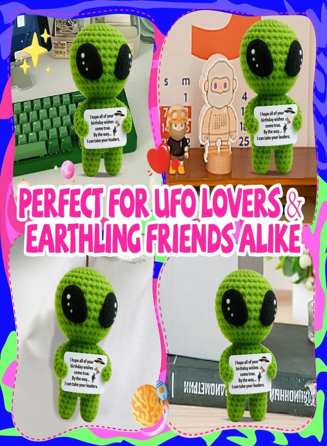 MAMAGIFTREE Funny Birthday Gift for Women Men, Hilarious Gag Gift for Coworker, Friend, Boss, Adult, Bday Crochet Alien Plush with a Sarcastic Message, Unique White Elephant Idea for Office Birthday Party Favor - Image 4