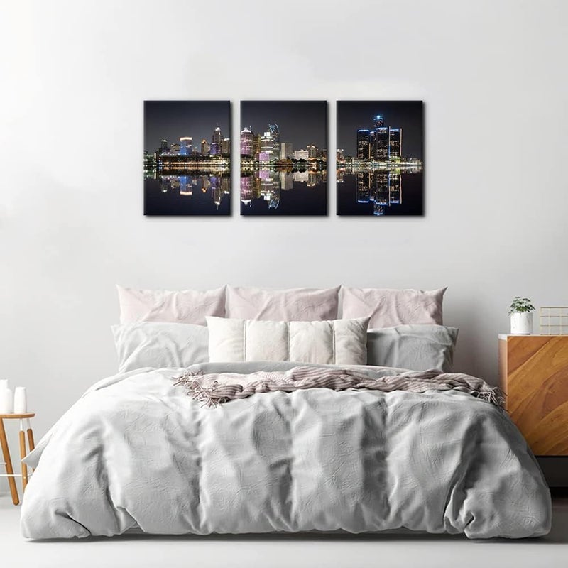 Pacimo 3-Piece Detroit Cityscape Canvas Art - Image 3