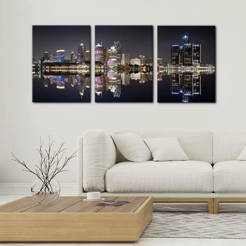 Pacimo 3-Piece Detroit Cityscape Canvas Art - Image 2