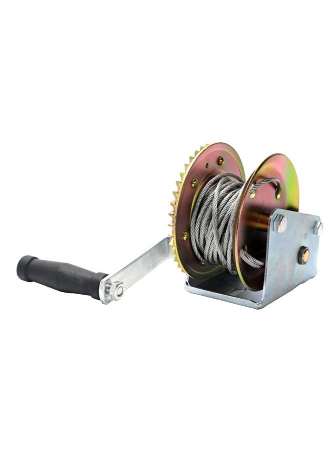LAWAZIM Hand Winch - 2000lbs Silver - Manual Crank Winch with Cable and Hook, Self-Locking Gear System, Anti-Slip Handle, and Pre-Drilled Mounting Base for Lifting, Towing, Boat, Trailer Use - Image 5