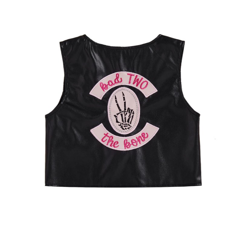 Bagilaanoe Toddler Baby Boy Girl 2nd Birthday Outfit Bad Two The Bone Letter Printed Vest Sleeveless Tops Jacket Waistcoat (Pink, 18-24 Months) - Image 1