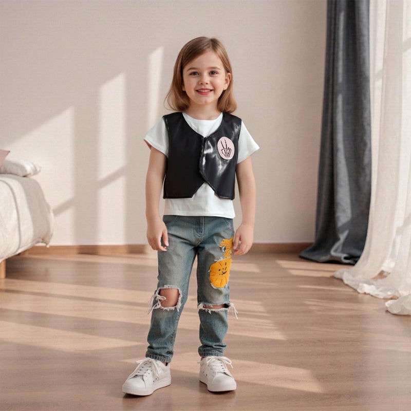 Bagilaanoe Toddler Baby Boy Girl 2nd Birthday Outfit Bad Two The Bone Letter Printed Vest Sleeveless Tops Jacket Waistcoat (Pink, 18-24 Months) - Image 3