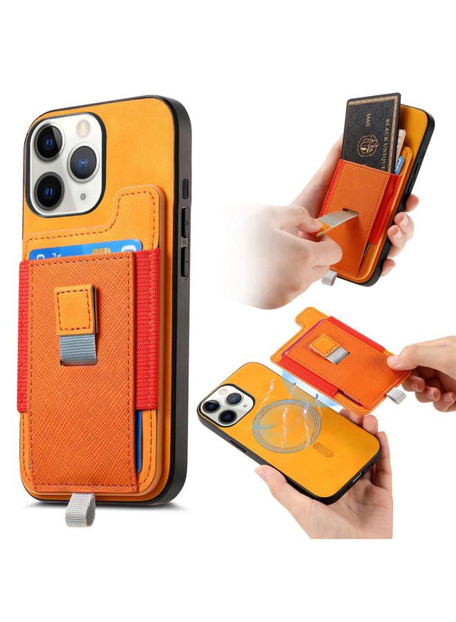 زبون جراب خلفي لهاتف iPhone 11 Pro Max Retro Magsafe Cross Leather مع حقيبة بطاقات قابلة للسحب - Image 1