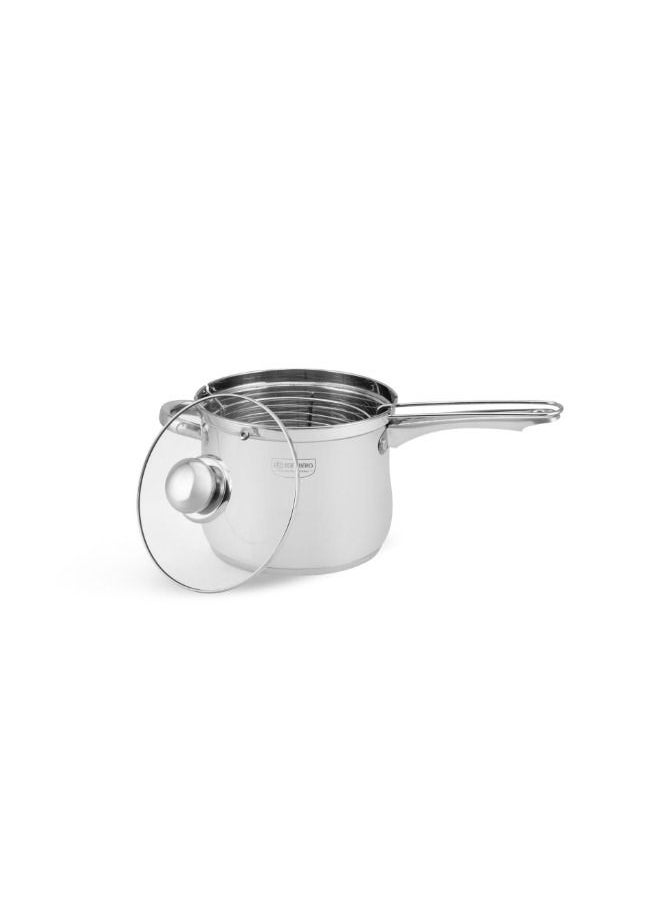EDENBERG - EDENBERG Saucepan with Basket 3.8L | Stainless Steel Saucepan with lid + Basket |Food Heats up Quickly and Material Preserves Heat Long | Frying Basket |Suitable For all Types of Cookers & Inductive - Image 1