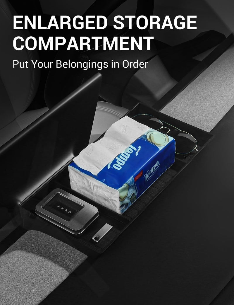 BASENOR 2026 Tesla Model Y/3 Dashboards Behind Screen Storage, Center Console Hidden Organizer, Tissue Sunglasses Holder for 2025 2026 Model Y Juniper 2024-2026 Model 3 Highland - Image 4