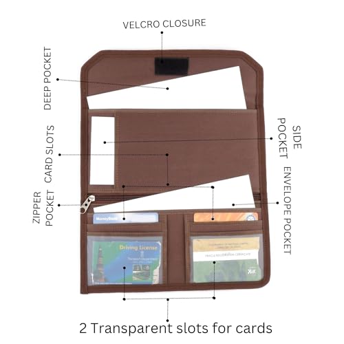 Asraw Car Documents Holder Organizer | Vehicle Documents Paper Storage Wallet for Driving Licence, RC Book, PUC, Insurance for Cars, Two Wheeler, Auto and Truck (Brown) - Image 2