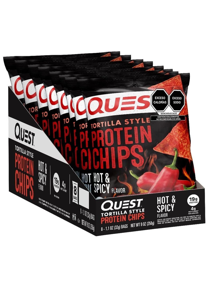 كويست رقائق بروتين على شكل تورتيلا من كويست نيوتريشن، 32 جرام، حارة وتوابل، عبوة من 8 قطع - Image 2