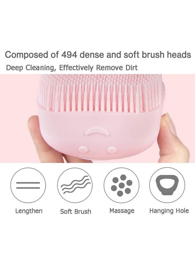 Mummamia مجموعة فرش سيليكون موماميا للجسم - فرشاة تنظيف الوجه اللطيفة وملعقة فرك الجسم مع موزع صابون للاستحمام، عبوة 2 فرش سيليكون للتقشير وتنظيف المسام، لوفة استحمام للأطفال والنساء والرجال - Image 3