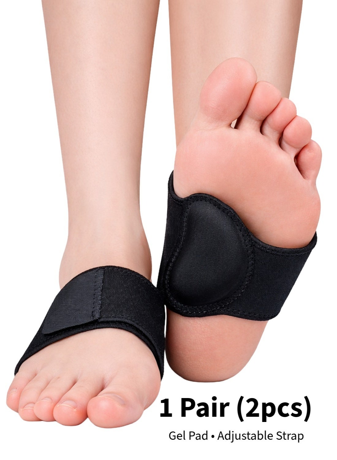 IKBEN Arch Support Brace for Flat Feet – Adjustable Arch Support Strap with Gel Pad, Plantar Fasciitis Relief Foot Brace, Wearable Support Band for Walking & Standing (1 Pair)