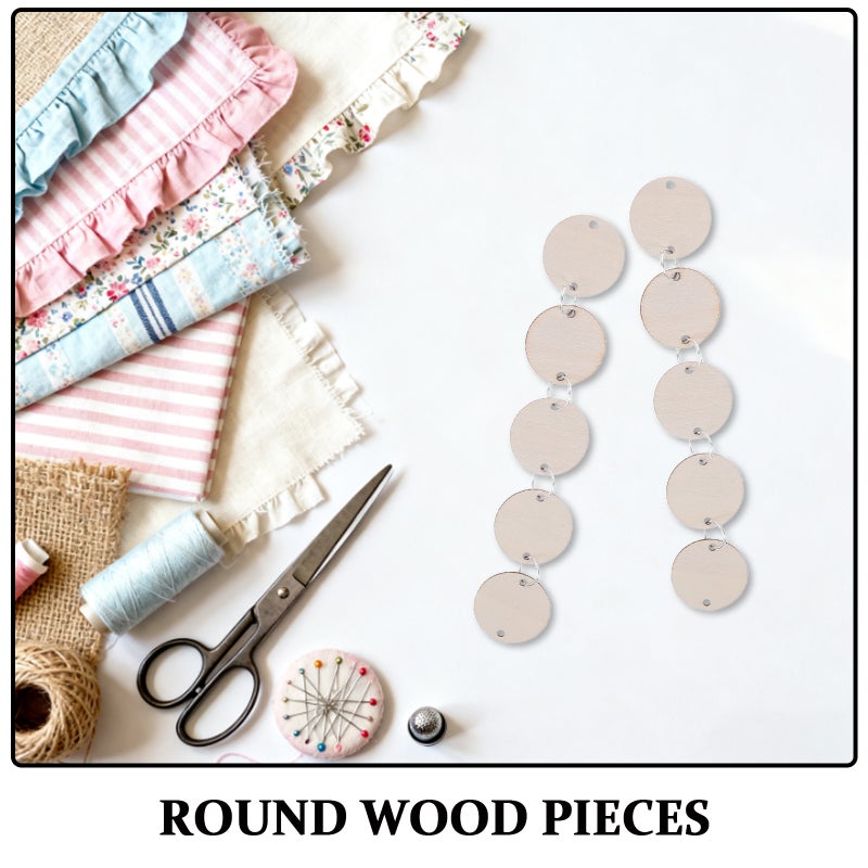 80pcs Circle Tags: Birthday Board Tags with Holes 30mm Unfinished Round Slices Pieces with Metal Hook Connectors for DIY Crafts - Image 2
