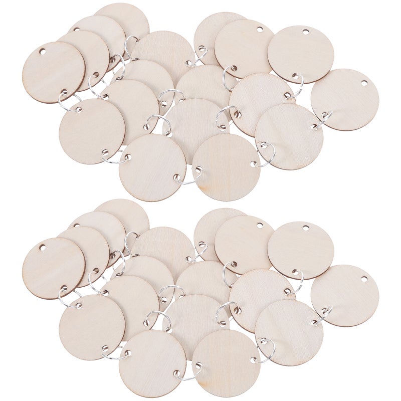 80pcs Circle Tags: Birthday Board Tags with Holes 30mm Unfinished Round Slices Pieces with Metal Hook Connectors for DIY Crafts - Image 5