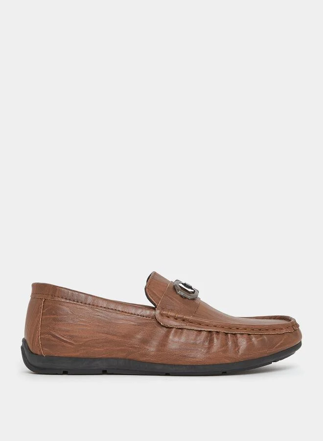 Styli Buckle Faux Leather Slip On Formal Shoes