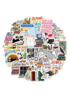 Generic 50-Piece Book Reading Graffiti Cartoon Stickers Vinyl Aesthetic Sticker Laptop Stickers for Skateboard Guitar Travel Case Graffiti Sticker Door Luggage Car Bike Bicycle for Kids Teens Girls Adults  - Image 1