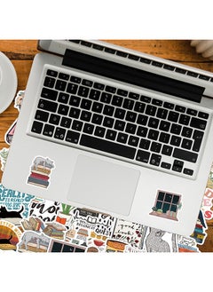 Generic 50-Piece Book Reading Graffiti Cartoon Stickers Vinyl Aesthetic Sticker Laptop Stickers for Skateboard Guitar Travel Case Graffiti Sticker Door Luggage Car Bike Bicycle for Kids Teens Girls Adults  - Image 3