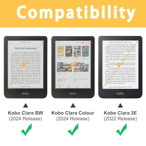 E NET-CASE Detachable Magnetic Case for 6" Kobo Clara Colour (2024) /Clara BW (2024) /2E (2022) eReader, Ultra Clear Back Scratch-Proof Light丨Easy to Detach & Attach丨Auto Sleep/Wake (Love Pink) - Image 2