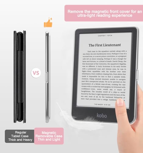 E NET-CASE Detachable Magnetic Case for 6" Kobo Clara Colour (2024) /Clara BW (2024) /2E (2022) eReader, Ultra Clear Back Scratch-Proof Light丨Easy to Detach & Attach丨Auto Sleep/Wake (Love Pink) - Image 5