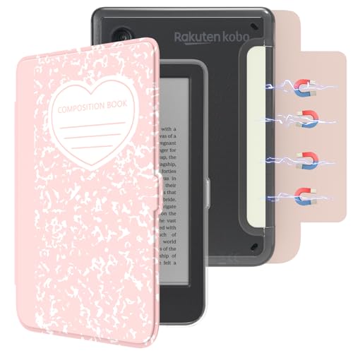 E NET-CASE Detachable Magnetic Case for 6" Kobo Clara Colour (2024) /Clara BW (2024) /2E (2022) eReader, Ultra Clear Back Scratch-Proof Light丨Easy to Detach & Attach丨Auto Sleep/Wake (Love Pink) - Image 1