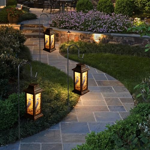 Topadorn Hanging Solar Lantern Waterproof Portable Lamp Outdoor Garden Decorative LED Light, Blue Bird, 10" H - Image 3