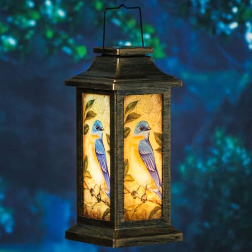 Topadorn Hanging Solar Lantern Waterproof Portable Lamp Outdoor Garden Decorative LED Light, Blue Bird, 10" H - Image 4