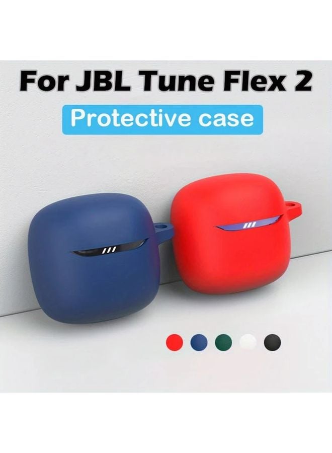Green Silicone Case with Hook for JBL Tune Flex 2 Anti Drop Shockproof Protective Cover - Image 2