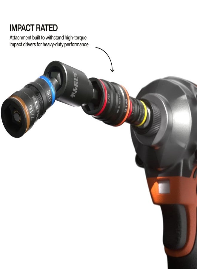 Klein Tools 32984 Impact Flip Socket Set with Swivel Adapter, 6-Piece, 25-Degree Swivel Head, SAE Hex Sizes, Nut Driving, Impact-Rated - Image 5