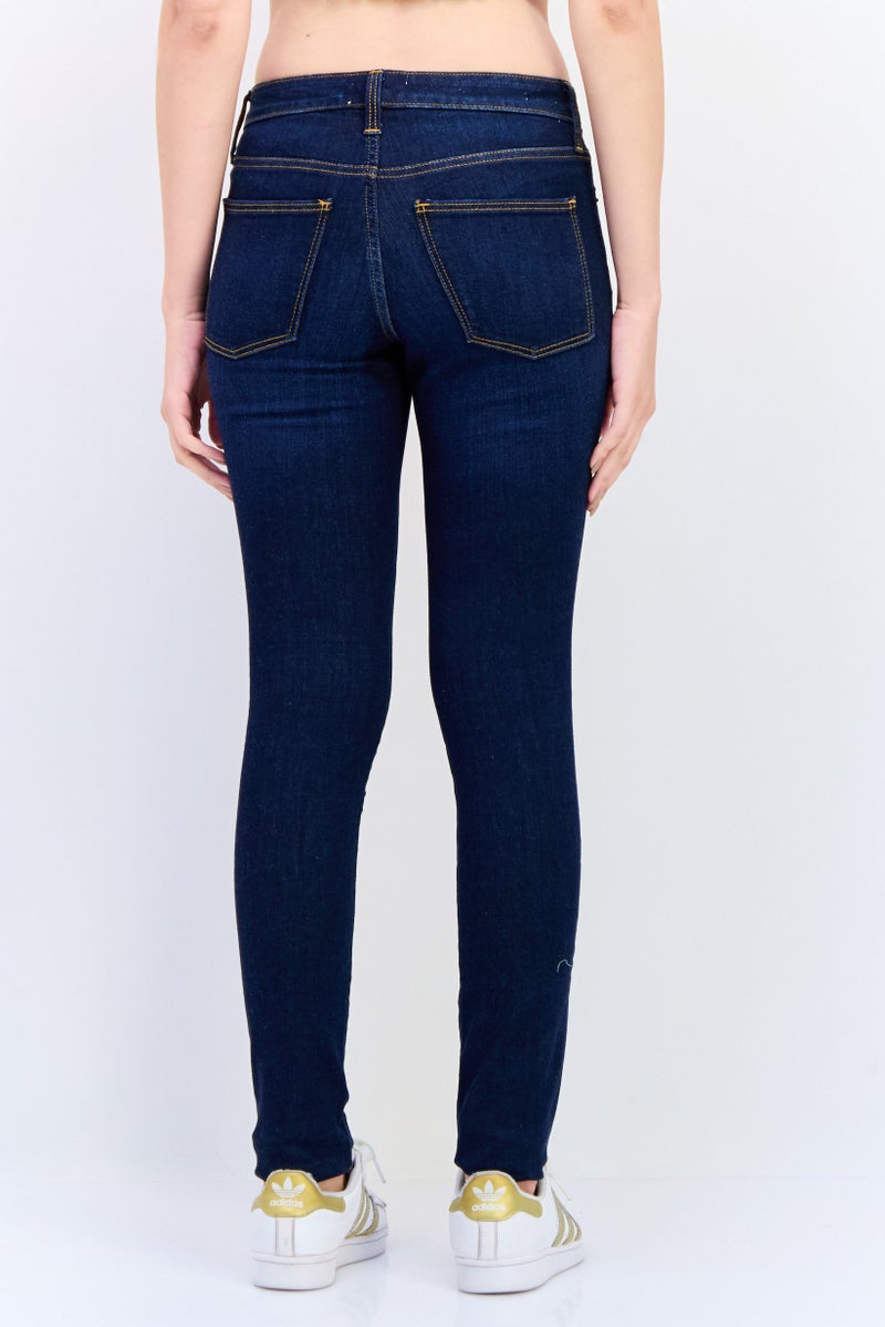 Universal Thread جينز نسائي ضيق الخصر متوسط قابل للتمدد، غسول أزرق متوسط - Image 3