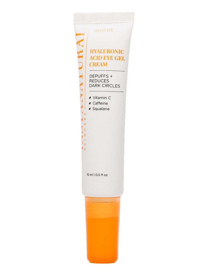 Instanatural InstaNatural Hyaluronic Acid Eye Gel Cream, Hydrating Under Eye Cream for Women & Men, Decreases Puffiness, Dark Circles and Wrinkles, with Vitamin C, Caffeine, Squalane & Peptides, 0.5 Fl Oz  - Image 1